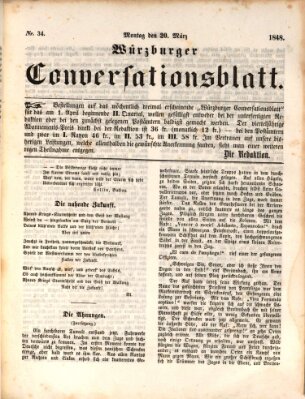 Würzburger Conversationsblatt Montag 20. März 1848