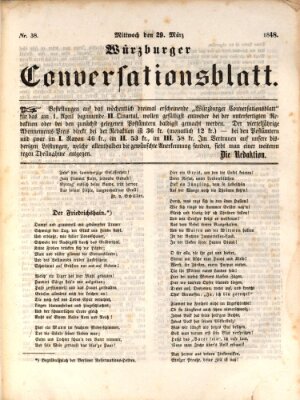 Würzburger Conversationsblatt Mittwoch 29. März 1848
