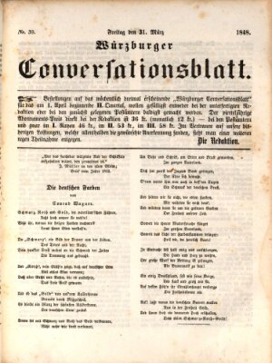 Würzburger Conversationsblatt Freitag 31. März 1848