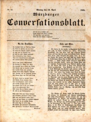 Würzburger Conversationsblatt Montag 10. April 1848