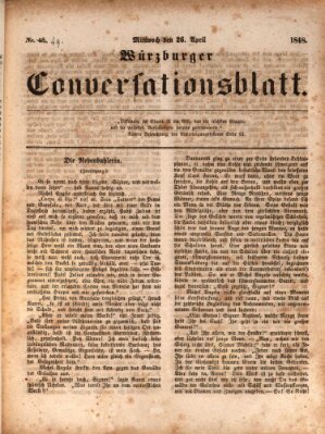 Würzburger Conversationsblatt Mittwoch 26. April 1848