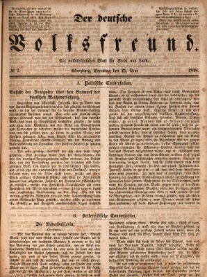 Der deutsche Volksfreund (Würzburger Conversationsblatt) Dienstag 23. Mai 1848