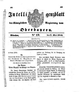 Intelligenzblatt der Königlichen Regierung von Oberbayern (Münchner Intelligenzblatt) Freitag 7. Mai 1841