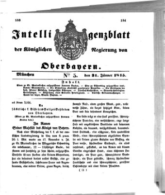 Intelligenzblatt der Königlichen Regierung von Oberbayern (Münchner Intelligenzblatt) Freitag 31. Januar 1845