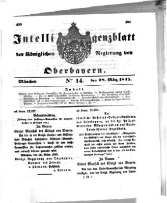 Intelligenzblatt der Königlichen Regierung von Oberbayern (Münchner Intelligenzblatt) Freitag 28. März 1845