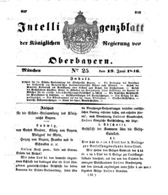 Intelligenzblatt der Königlichen Regierung von Oberbayern (Münchner Intelligenzblatt) Freitag 19. Juni 1846