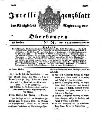 Intelligenzblatt der Königlichen Regierung von Oberbayern (Münchner Intelligenzblatt) Freitag 11. Dezember 1846