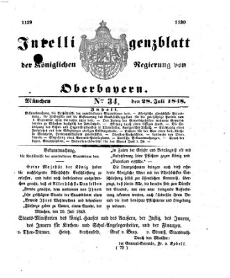 Intelligenzblatt der Königlichen Regierung von Oberbayern (Münchner Intelligenzblatt) Freitag 28. Juli 1848