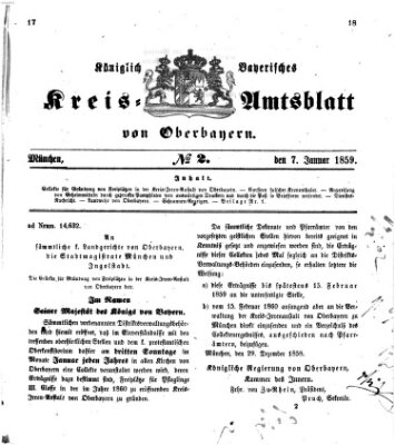 Königlich-bayerisches Kreis-Amtsblatt von Oberbayern (Münchner Intelligenzblatt) Freitag 7. Januar 1859