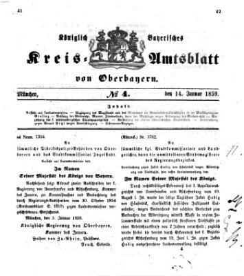 Königlich-bayerisches Kreis-Amtsblatt von Oberbayern (Münchner Intelligenzblatt) Freitag 14. Januar 1859