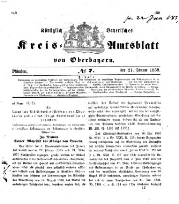 Königlich-bayerisches Kreis-Amtsblatt von Oberbayern (Münchner Intelligenzblatt) Freitag 21. Januar 1859