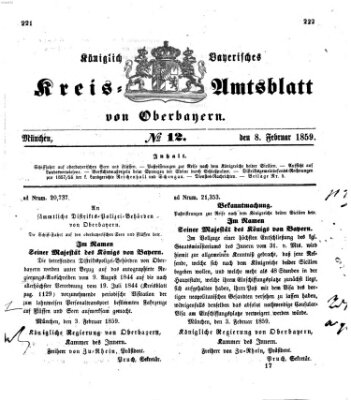 Königlich-bayerisches Kreis-Amtsblatt von Oberbayern (Münchner Intelligenzblatt) Dienstag 8. Februar 1859