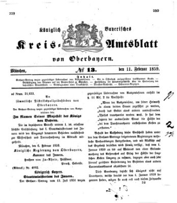 Königlich-bayerisches Kreis-Amtsblatt von Oberbayern (Münchner Intelligenzblatt) Freitag 11. Februar 1859