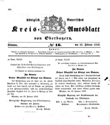 Königlich-bayerisches Kreis-Amtsblatt von Oberbayern (Münchner Intelligenzblatt) Dienstag 22. Februar 1859