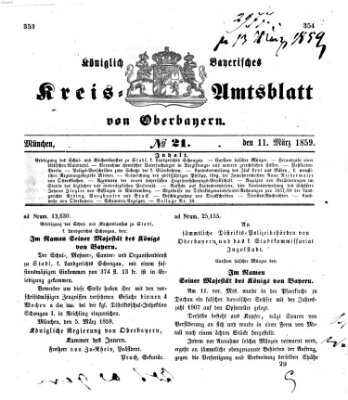 Königlich-bayerisches Kreis-Amtsblatt von Oberbayern (Münchner Intelligenzblatt) Freitag 11. März 1859