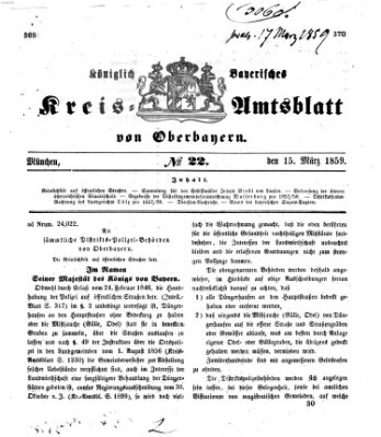 Königlich-bayerisches Kreis-Amtsblatt von Oberbayern (Münchner Intelligenzblatt) Dienstag 15. März 1859