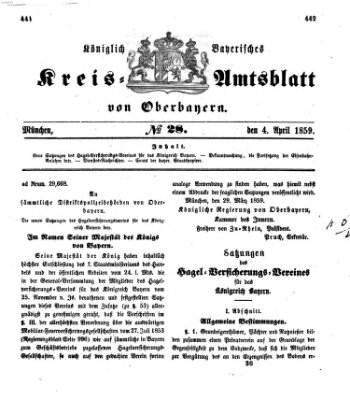 Königlich-bayerisches Kreis-Amtsblatt von Oberbayern (Münchner Intelligenzblatt) Montag 4. April 1859