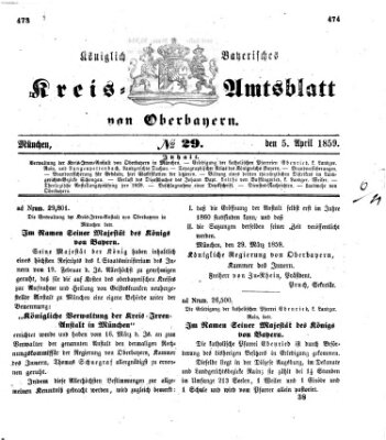 Königlich-bayerisches Kreis-Amtsblatt von Oberbayern (Münchner Intelligenzblatt) Dienstag 5. April 1859