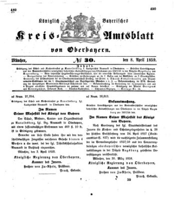 Königlich-bayerisches Kreis-Amtsblatt von Oberbayern (Münchner Intelligenzblatt) Freitag 8. April 1859