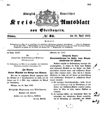 Königlich-bayerisches Kreis-Amtsblatt von Oberbayern (Münchner Intelligenzblatt) Dienstag 26. April 1859