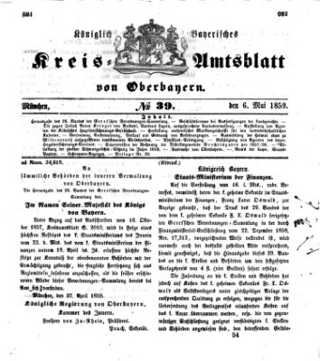 Königlich-bayerisches Kreis-Amtsblatt von Oberbayern (Münchner Intelligenzblatt) Freitag 6. Mai 1859