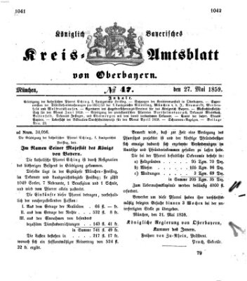 Königlich-bayerisches Kreis-Amtsblatt von Oberbayern (Münchner Intelligenzblatt) Freitag 27. Mai 1859