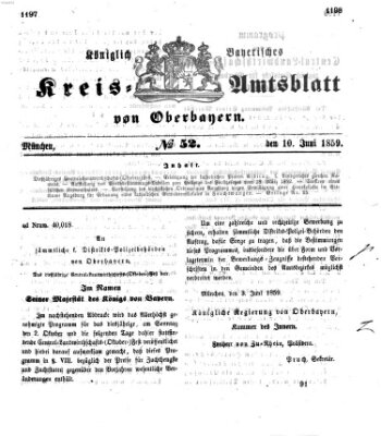 Königlich-bayerisches Kreis-Amtsblatt von Oberbayern (Münchner Intelligenzblatt) Freitag 10. Juni 1859