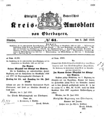 Königlich-bayerisches Kreis-Amtsblatt von Oberbayern (Münchner Intelligenzblatt) Freitag 8. Juli 1859