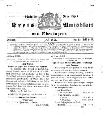 Königlich-bayerisches Kreis-Amtsblatt von Oberbayern (Münchner Intelligenzblatt) Freitag 15. Juli 1859