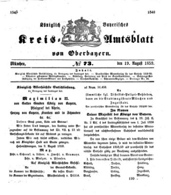 Königlich-bayerisches Kreis-Amtsblatt von Oberbayern (Münchner Intelligenzblatt) Freitag 19. August 1859