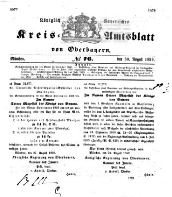 Königlich-bayerisches Kreis-Amtsblatt von Oberbayern (Münchner Intelligenzblatt) Dienstag 30. August 1859