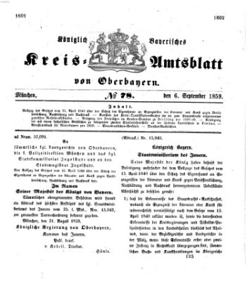 Königlich-bayerisches Kreis-Amtsblatt von Oberbayern (Münchner Intelligenzblatt) Dienstag 6. September 1859