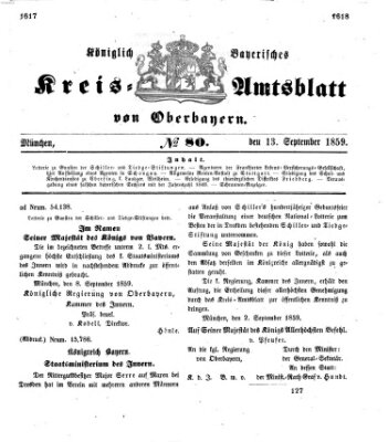 Königlich-bayerisches Kreis-Amtsblatt von Oberbayern (Münchner Intelligenzblatt) Dienstag 13. September 1859