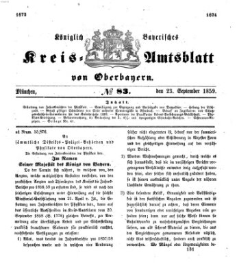 Königlich-bayerisches Kreis-Amtsblatt von Oberbayern (Münchner Intelligenzblatt) Freitag 23. September 1859