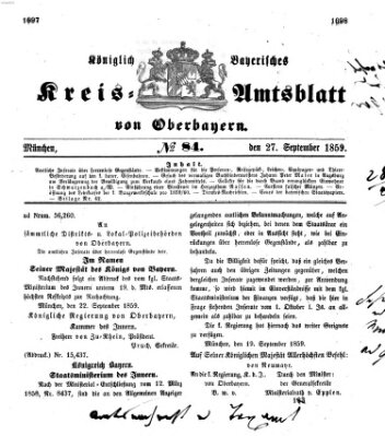 Königlich-bayerisches Kreis-Amtsblatt von Oberbayern (Münchner Intelligenzblatt) Dienstag 27. September 1859