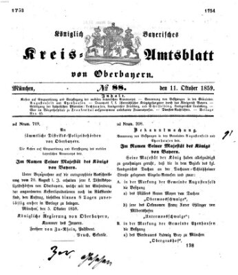 Königlich-bayerisches Kreis-Amtsblatt von Oberbayern (Münchner Intelligenzblatt) Dienstag 11. Oktober 1859