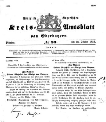 Königlich-bayerisches Kreis-Amtsblatt von Oberbayern (Münchner Intelligenzblatt) Freitag 28. Oktober 1859