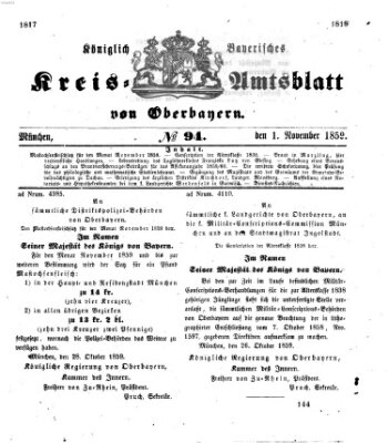 Königlich-bayerisches Kreis-Amtsblatt von Oberbayern (Münchner Intelligenzblatt) Dienstag 1. November 1859