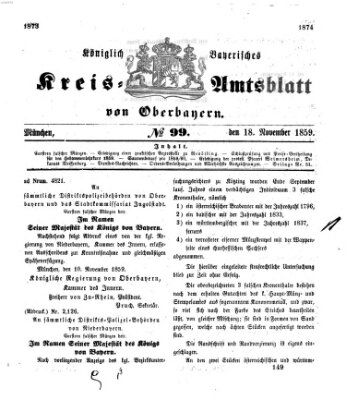 Königlich-bayerisches Kreis-Amtsblatt von Oberbayern (Münchner Intelligenzblatt) Freitag 18. November 1859