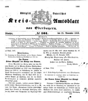 Königlich-bayerisches Kreis-Amtsblatt von Oberbayern (Münchner Intelligenzblatt) Freitag 25. November 1859