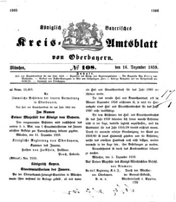 Königlich-bayerisches Kreis-Amtsblatt von Oberbayern (Münchner Intelligenzblatt) Freitag 16. Dezember 1859