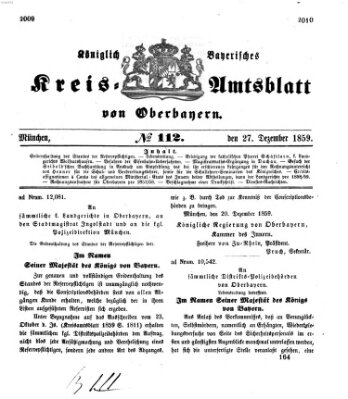 Königlich-bayerisches Kreis-Amtsblatt von Oberbayern (Münchner Intelligenzblatt) Dienstag 27. Dezember 1859