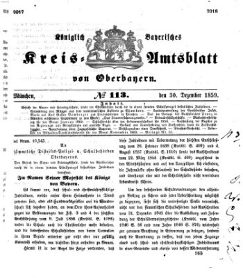 Königlich-bayerisches Kreis-Amtsblatt von Oberbayern (Münchner Intelligenzblatt) Freitag 30. Dezember 1859