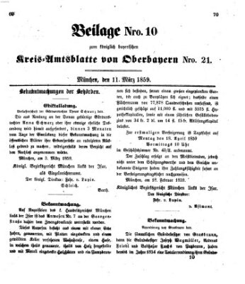 Königlich-bayerisches Kreis-Amtsblatt von Oberbayern (Münchner Intelligenzblatt) Freitag 11. März 1859