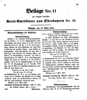 Königlich-bayerisches Kreis-Amtsblatt von Oberbayern (Münchner Intelligenzblatt) Freitag 18. März 1859