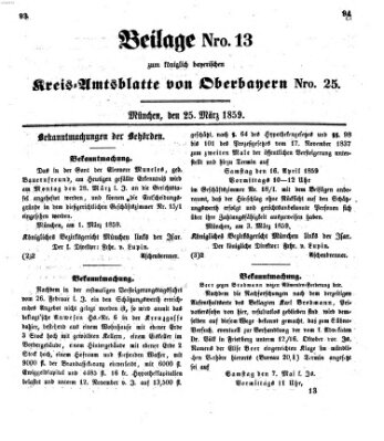 Königlich-bayerisches Kreis-Amtsblatt von Oberbayern (Münchner Intelligenzblatt) Freitag 25. März 1859