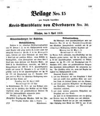 Königlich-bayerisches Kreis-Amtsblatt von Oberbayern (Münchner Intelligenzblatt) Freitag 8. April 1859