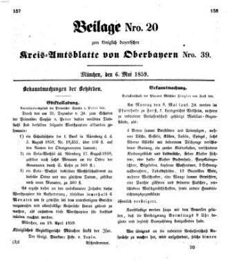 Königlich-bayerisches Kreis-Amtsblatt von Oberbayern (Münchner Intelligenzblatt) Freitag 6. Mai 1859