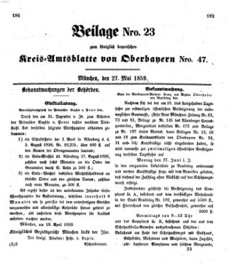 Königlich-bayerisches Kreis-Amtsblatt von Oberbayern (Münchner Intelligenzblatt) Freitag 27. Mai 1859