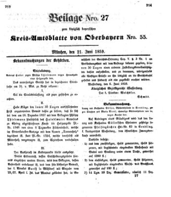 Königlich-bayerisches Kreis-Amtsblatt von Oberbayern (Münchner Intelligenzblatt) Dienstag 21. Juni 1859